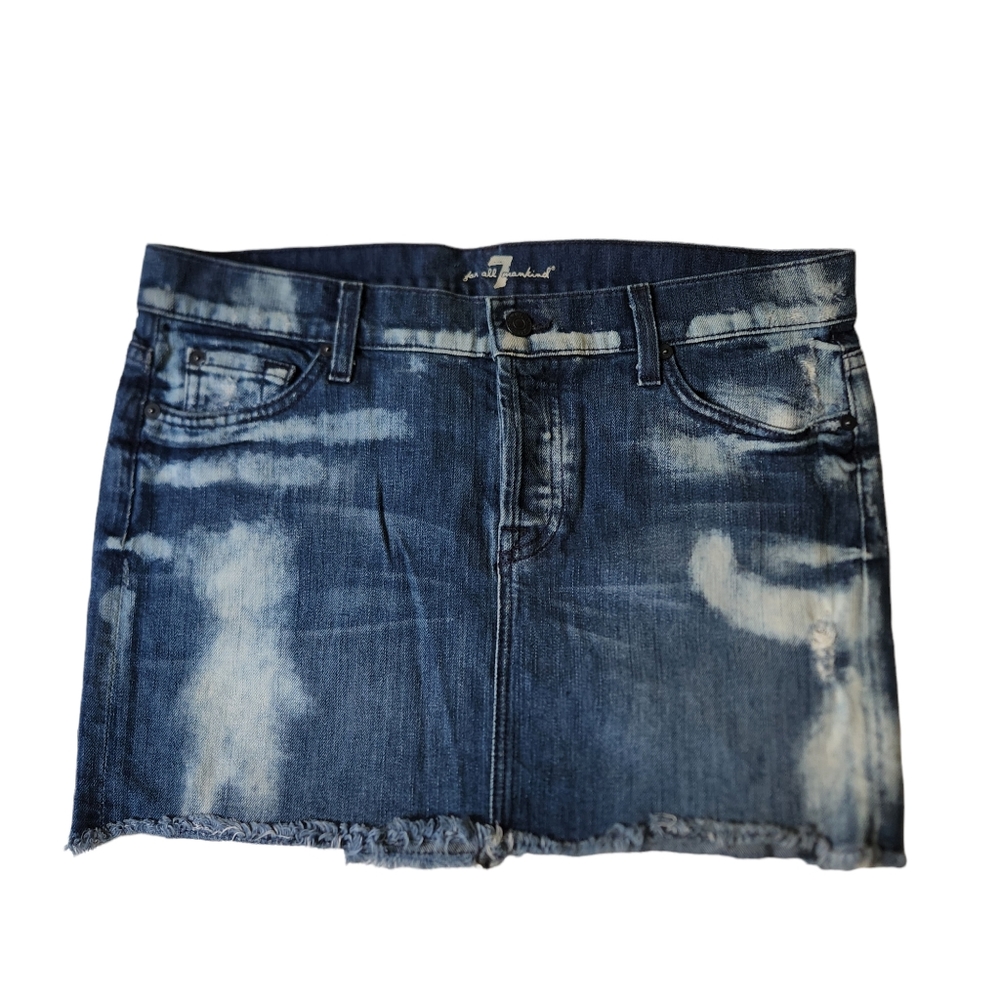 7 For All Mankind Skirt Womens Size 29 Blue Denim Jean Mini 5 Pocket.